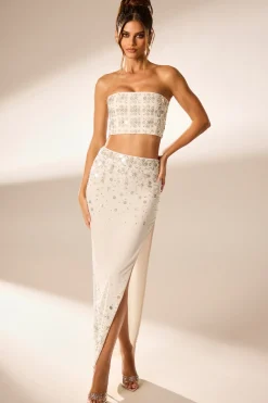 Oh Polly Women'S Clothing Sale - $65 And Under | Women'S Clothing Sale - $40 And Under^Hand Embellished Maxi Skirt in Ivory