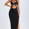 Oh Polly Night Out | Mesh Dresses^Hardware Detail Cut-Out Halterneck Maxi Dress in Black