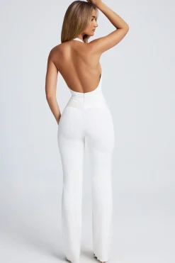 Oh Polly Jumpsuits & Unitards^Hardware Detail Plunge Halterneck Jumpsuit in White