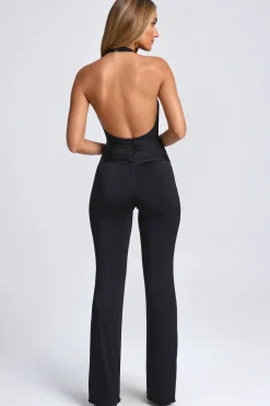 Oh Polly Jumpsuits & Unitards | Night Out^Hardware Detail Plunge Halterneck Jumpsuit in Black