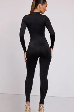Oh Polly Jumpsuits & Unitards^High Neck Long Sleeve Jumpsuit in Black