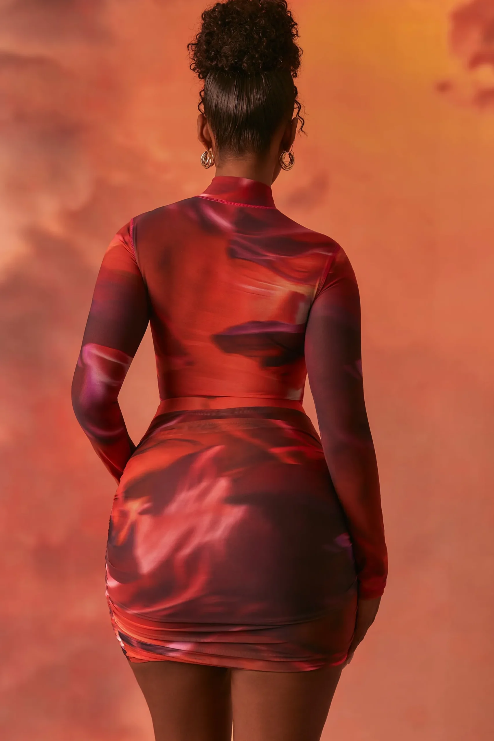 Oh Polly Women'S Clothing Sale - $65 And Under | Women'S Clothing Sale - $40 And Under^High Neck Long Sleeve Mesh Bodysuit in Orange