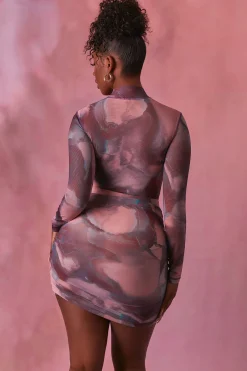 Oh Polly Women'S Clothing Sale - $65 And Under | Women'S Clothing Sale - $40 And Under^High Neck Long Sleeve Mesh Bodysuit in Blush