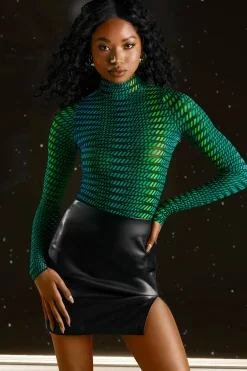 Oh Polly Women'S Clothing Sale - $65 And Under | Women'S Clothing Sale - $40 And Under^High Neck Mesh Bodysuit in Striped Print