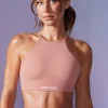 Oh Polly Women'S Clothing Sale - $65 And Under | Women'S Clothing Sale - $40 And Under^High Neck Open Back Define Luxe Sports Bra in Dusty Mauve DustyMauve