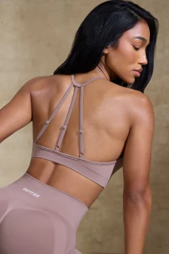 Oh Polly Women'S Clothing Sale - $65 And Under | Women'S Clothing Sale - $40 And Under^High Neck Open Back Define Luxe Sports Bra in Mocha Tan