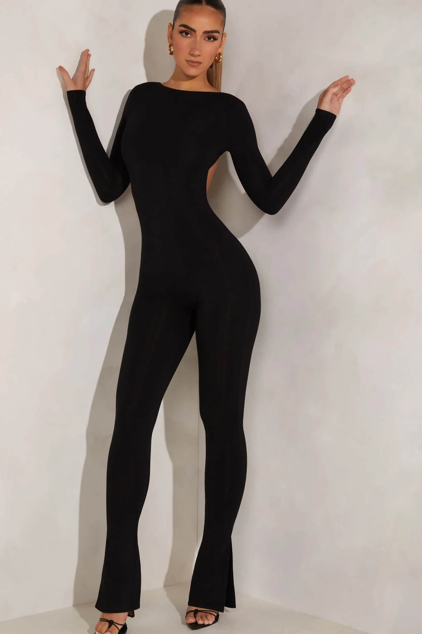Oh Polly Jumpsuits & Unitards^High Neck Open Back Jumpsuit in Black