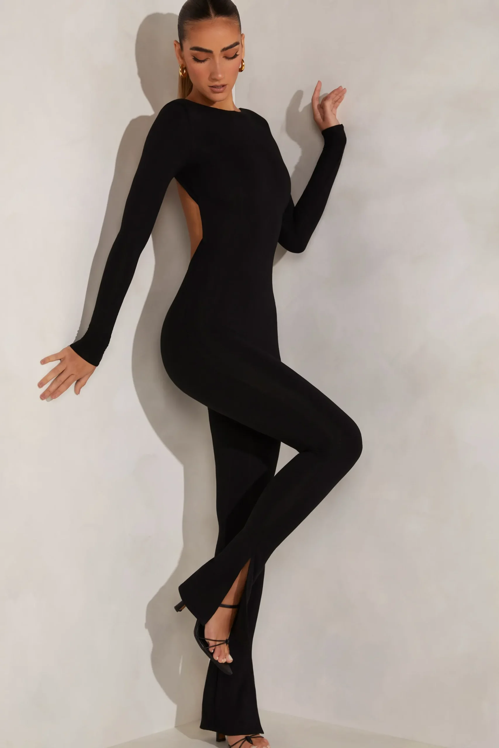 Oh Polly Jumpsuits & Unitards^High Neck Open Back Jumpsuit in Black