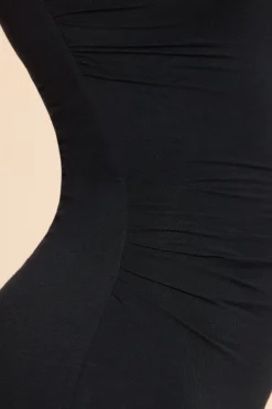Oh Polly Women'S Clothing Sale - $65 And Under | Women'S Clothing Sale - $40 And Under^High Neck Racerback Ruched Modal Cashmere Blend Maxi Dress in Black