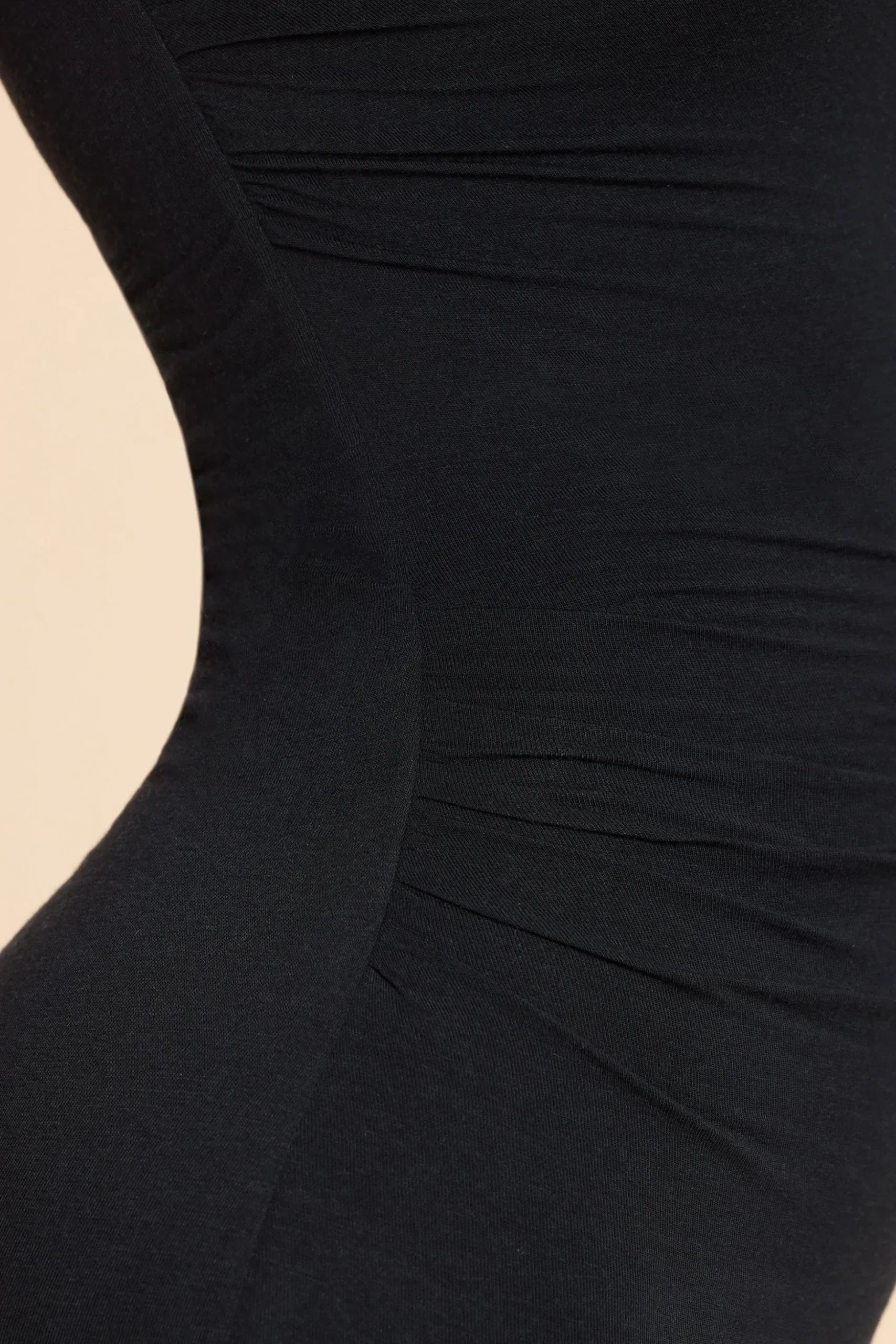 Oh Polly Women'S Clothing Sale - $65 And Under | Women'S Clothing Sale - $40 And Under^High Neck Racerback Ruched Modal Cashmere Blend Maxi Dress in Black