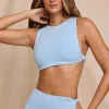 Oh Polly Co-Ords | Tops^High Neck Twist Crop Top in Sky Blue SkyBlue