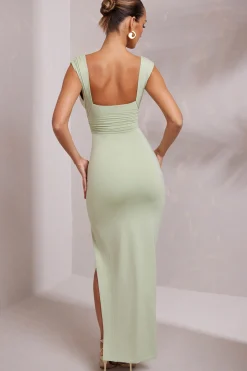 Oh Polly Elevated Essentials | Tencel™ Modal Dresses^High Split Plunge Neck Maxi Dress in Sage