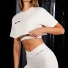 Oh Polly Matching Sets | Shorts^High Waist Cross Over Ribbed Mini Shorts in Ivory