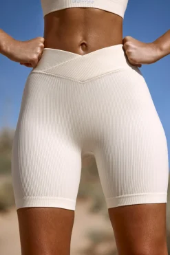Oh Polly Matching Sets | Shorts^High Waist FlexiRib Biker Shorts in Bone
