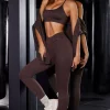 Oh Polly Matching Sets | Leggings^High Waist Ribbed Leggings in Brown