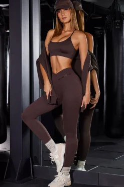 Oh Polly Matching Sets | Leggings^High Waist Ribbed Leggings in Brown