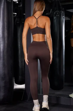 Oh Polly Matching Sets | Leggings^High Waist Ribbed Leggings in Brown