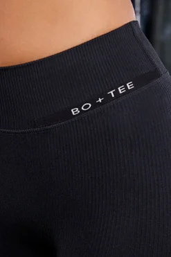 Oh Polly Matching Sets | Leggings^High Waist Split Flare Ribbed Leggings in Black