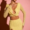 Oh Polly Women'S Clothing Sale - $65 And Under | Women'S Clothing Sale - $40 And Under^High Waist Thigh Split Mini Skirt in Yellow