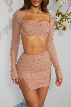 Oh Polly Women'S Clothing Sale - $65 And Under | Women'S Clothing Sale - $40 And Under^High Waist Thigh Split Mini Skirt in Beige