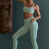 Oh Polly Matching Sets | Leggings^High Waist Wrap Over Leggings in Sage Green