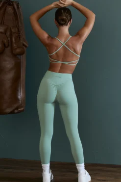 Oh Polly Matching Sets | Leggings^High Waist Wrap Over Leggings in Sage Green