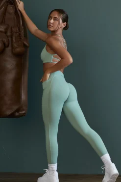 Oh Polly Matching Sets | Leggings^High Waist Wrap Over Leggings in Sage Green