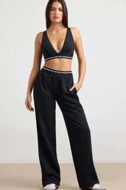 Oh Polly Tracksuits | Matching Sets^High-Waist Straight-Leg Joggers in Black