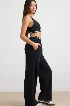 Oh Polly Tracksuits | Matching Sets^High-Waist Straight-Leg Joggers in Black