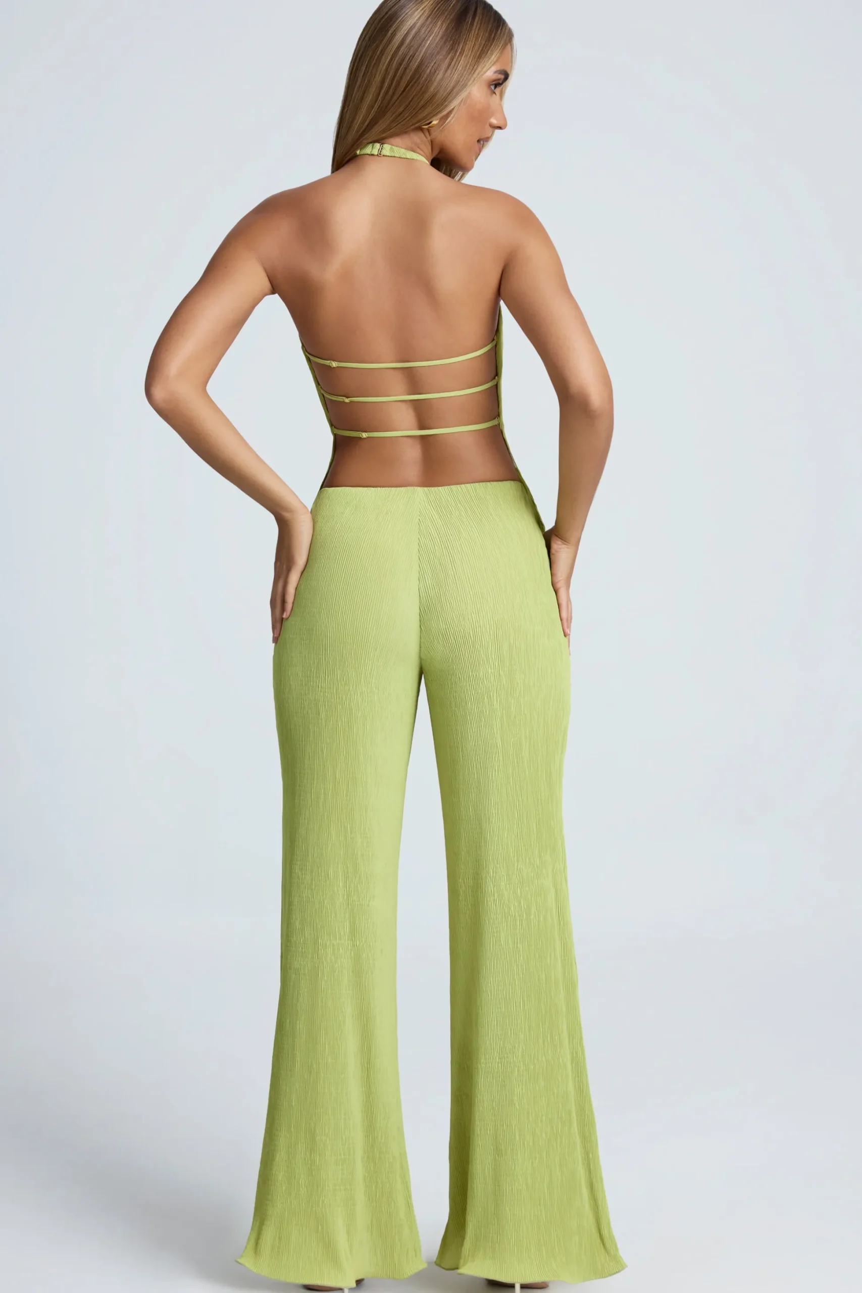 Oh Polly Bottoms | Co-Ords^High-Waist Wide-Leg Trousers in Olive Green OliveGreen