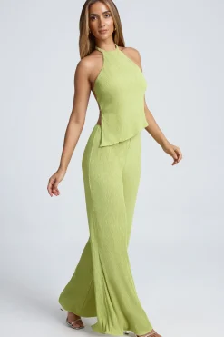 Oh Polly Bottoms | Co-Ords^High-Waist Wide-Leg Trousers in Olive Green OliveGreen