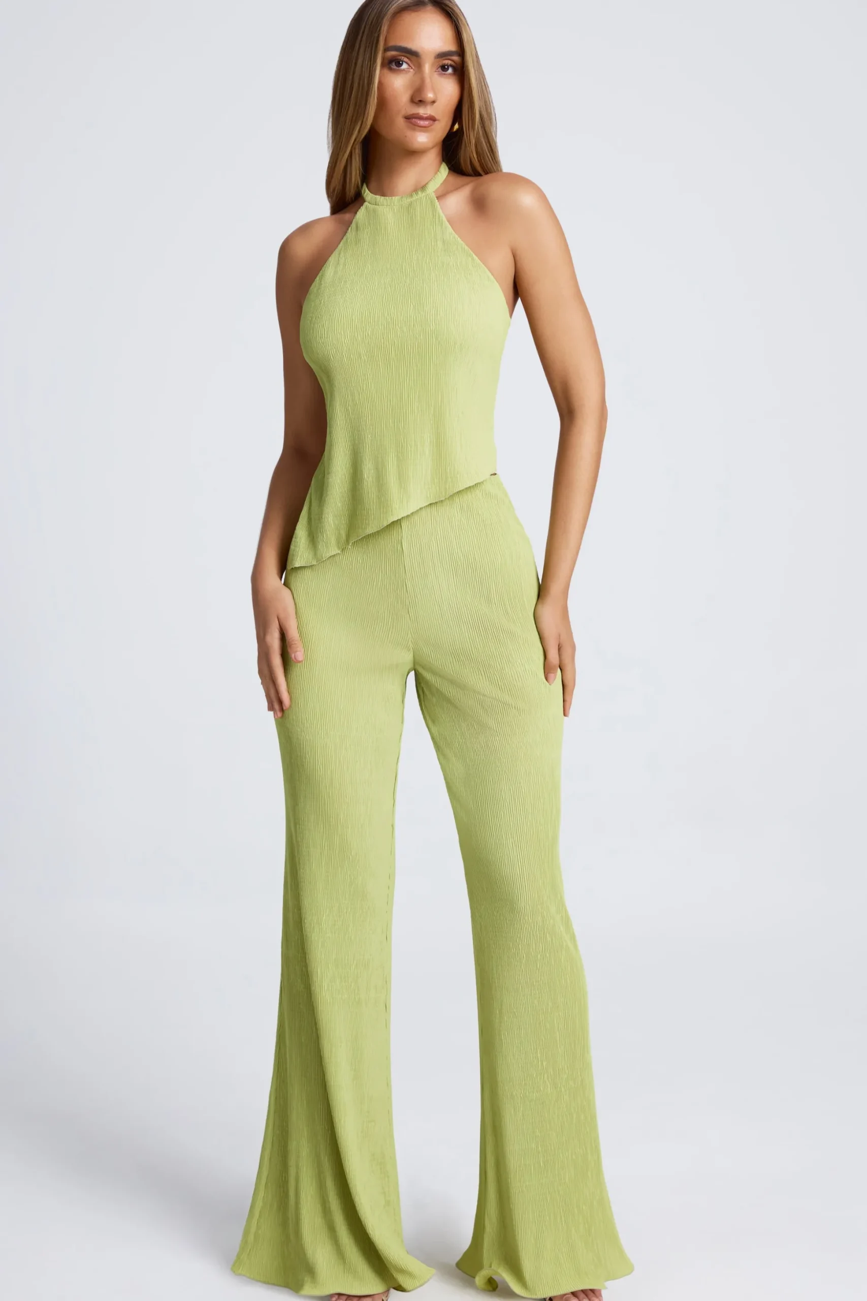 Oh Polly Bottoms | Co-Ords^High-Waist Wide-Leg Trousers in Olive Green OliveGreen