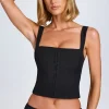 Oh Polly Co-Ords | Tops^Hook-And-Eye Corset Top in Black
