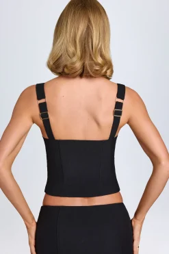 Oh Polly Co-Ords | Tops^Hook-And-Eye Corset Top in Black