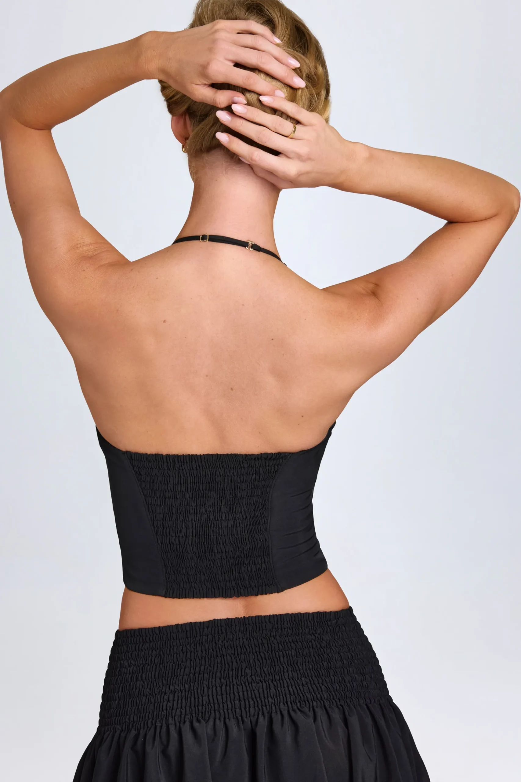 Oh Polly Co-Ords | Tops^Hook-And-Eye Halterneck Corset Top in Black