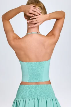 Oh Polly Co-Ords | Tops^Hook-And-Eye Halterneck Corset Top in Sea Green SeaGreen
