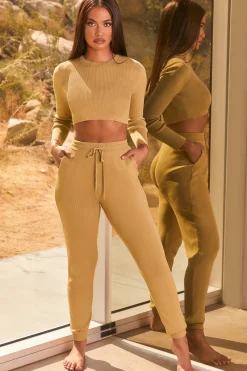 Oh Polly Women'S Clothing Sale - $65 And Under | Women'S Clothing Sale - $40 And Under^Influencer Petite Ribbed Knit Joggers in Olive