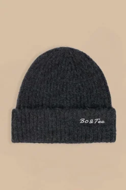 Oh Polly Knitwear^Knit Beanie Hat in Charcoal Marl CharcoalMarl