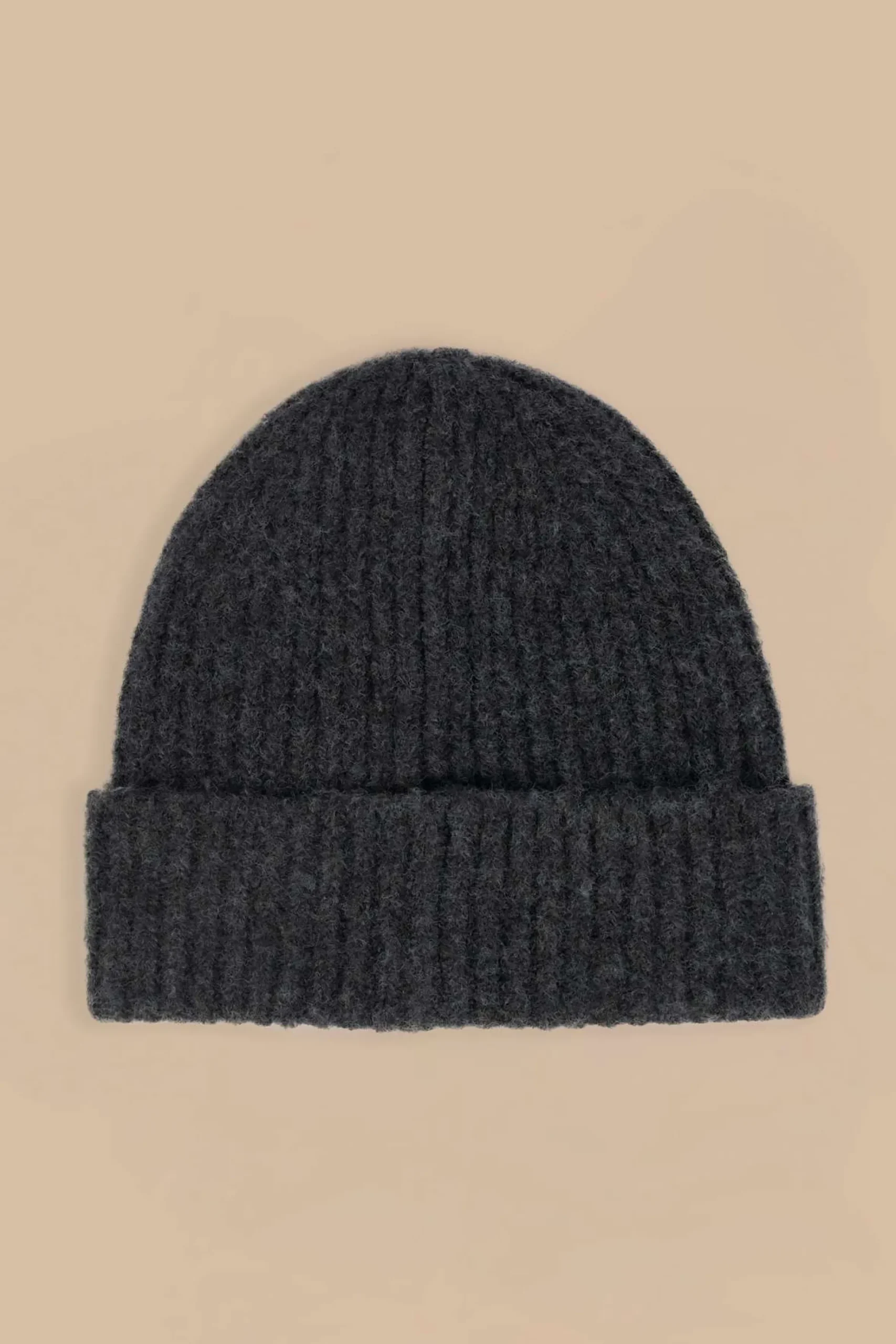 Oh Polly Knitwear^Knit Beanie Hat in Charcoal Marl CharcoalMarl