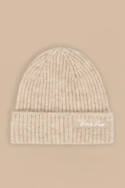 Oh Polly Knitwear^Knit Beanie Hat in Cream Marl CreamMarl