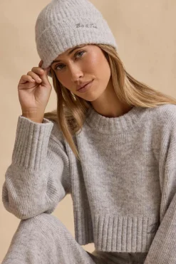 Oh Polly Knitwear^Knit Beanie Hat in Ice Marl IceMarl