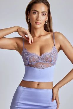 Oh Polly Women'S Clothing Sale - $65 And Under | Wedding Guest^Lace Panel Cami Top in Blue Lavender BlueLavender