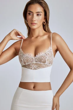 Oh Polly Co-Ords | Tops^Lace Panel Cami Top in Ivory