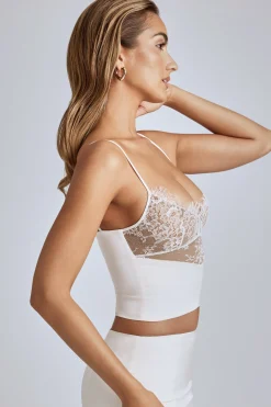 Oh Polly Co-Ords | Tops^Lace Panel Cami Top in Ivory