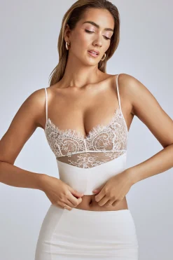 Oh Polly Co-Ords | Tops^Lace Panel Cami Top in Ivory