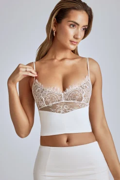 Oh Polly Co-Ords | Tops^Lace Panel Cami Top in Ivory
