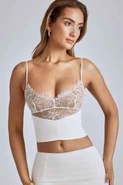 Oh Polly Co-Ords | Tops^Lace Panel Cami Top in Ivory
