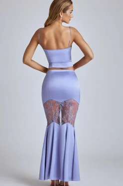 Oh Polly Women'S Clothing Sale - $65 And Under | Women'S Clothing Sale - $40 And Under^Lace Panel Fishtail Gown Skirt in Blue Lavender BlueLavender