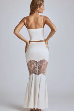Oh Polly Women'S Clothing Sale - $65 And Under | Bride To Be^Lace Panel Fishtail Gown Skirt in Ivory