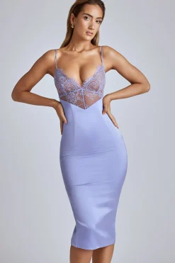 Oh Polly Women'S Clothing Sale - $65 And Under | Wedding Guest^Lace Panel Midi Dress in Blue Lavender BlueLavender